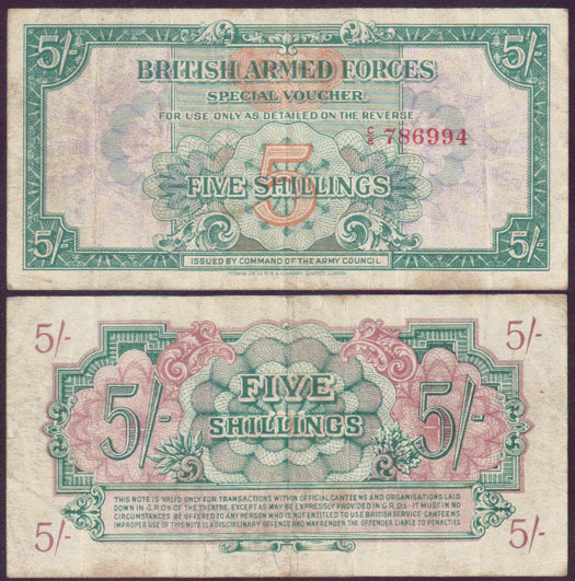 1946 British Armed Forces 5 Shillings L001299